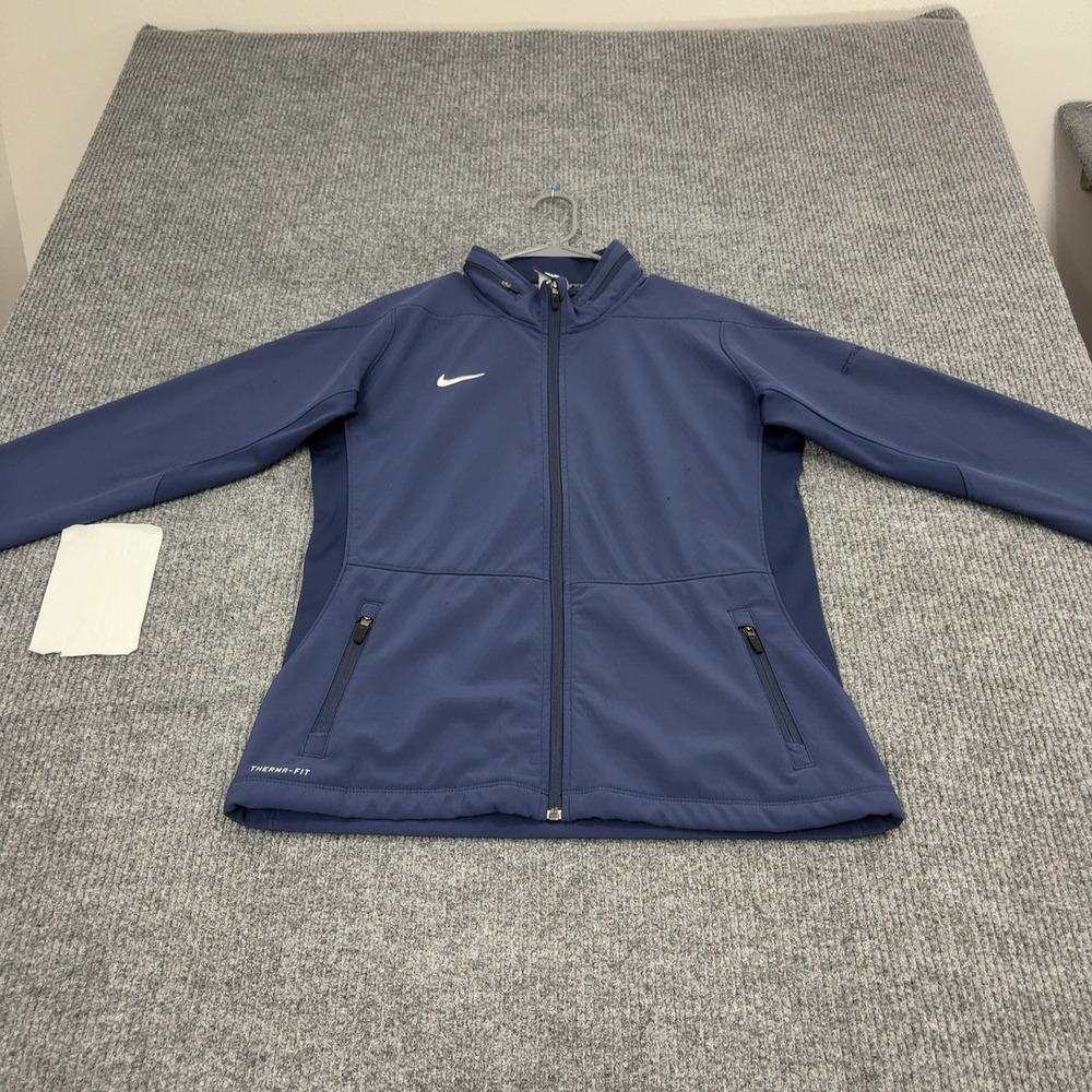 Nike Jacket Womens L Blue Polyester Therma-Fit Full Zip Mock Neck Athletic Sport